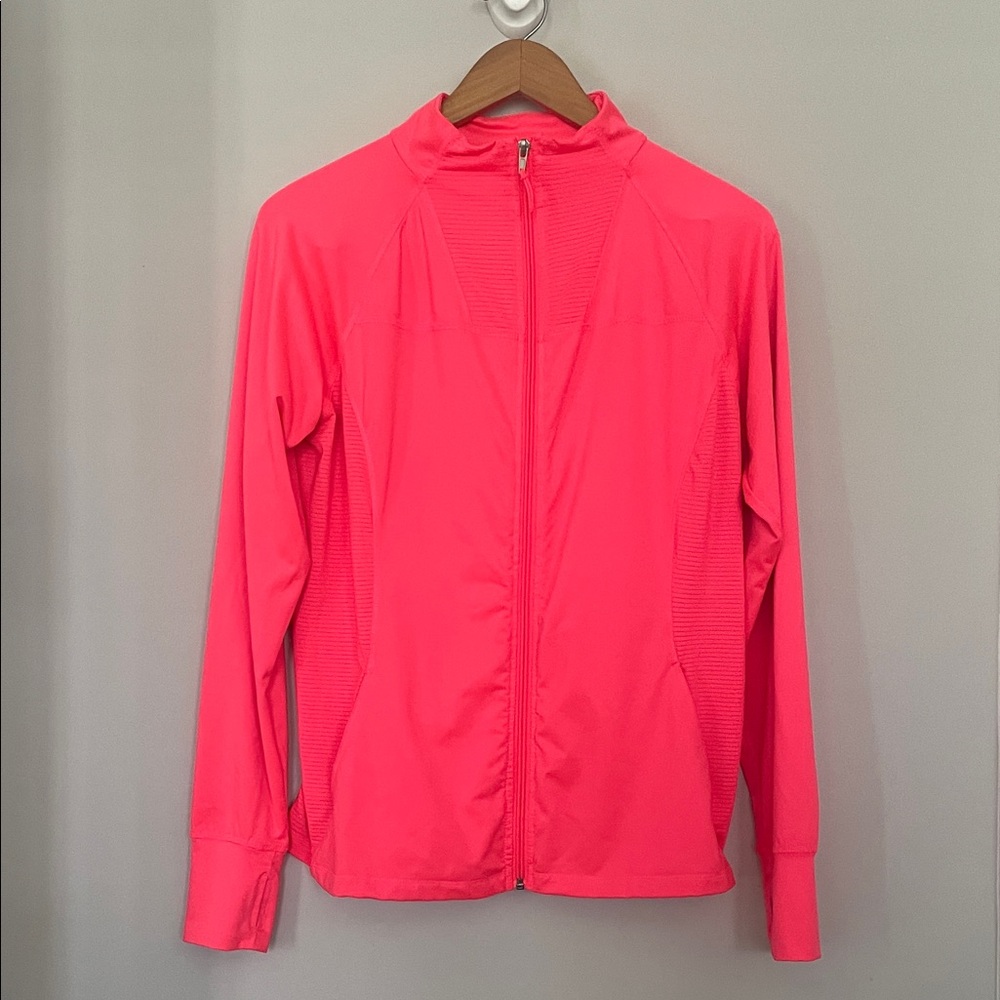 Tangerine Zip Front Lightweight Sweatshirt Sz L EUC